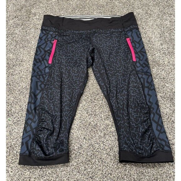 Lululemon 2015 Seawheeze Blue  Design Crops Size 12 18” EUC - Picture 2 of 5